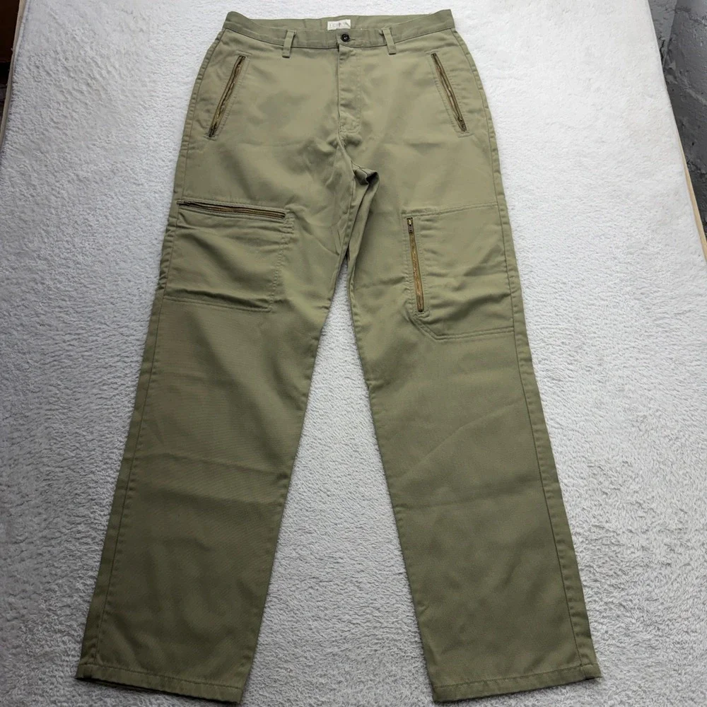 J. Crew Mens Olive Green Cotton Nylon Zipper Cargo Flight Pants 34x32 Vintage